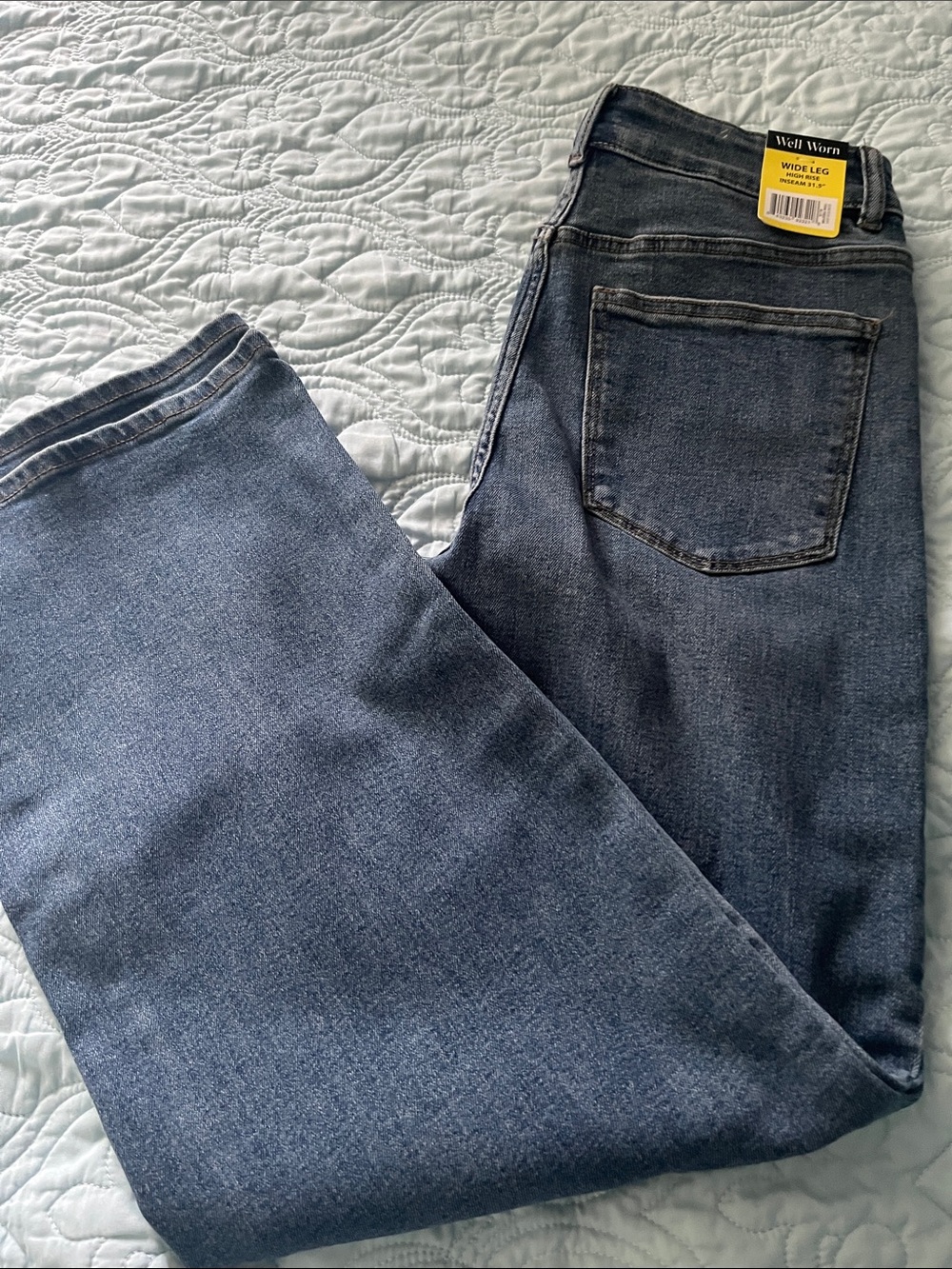 Well Worn Wide Leg Jeans in Medium Blue